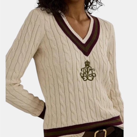 NWT Lauren Ralph Lauren Cable-Knit Cotton Cricket Sweater 😍 - Picture 2 of 7